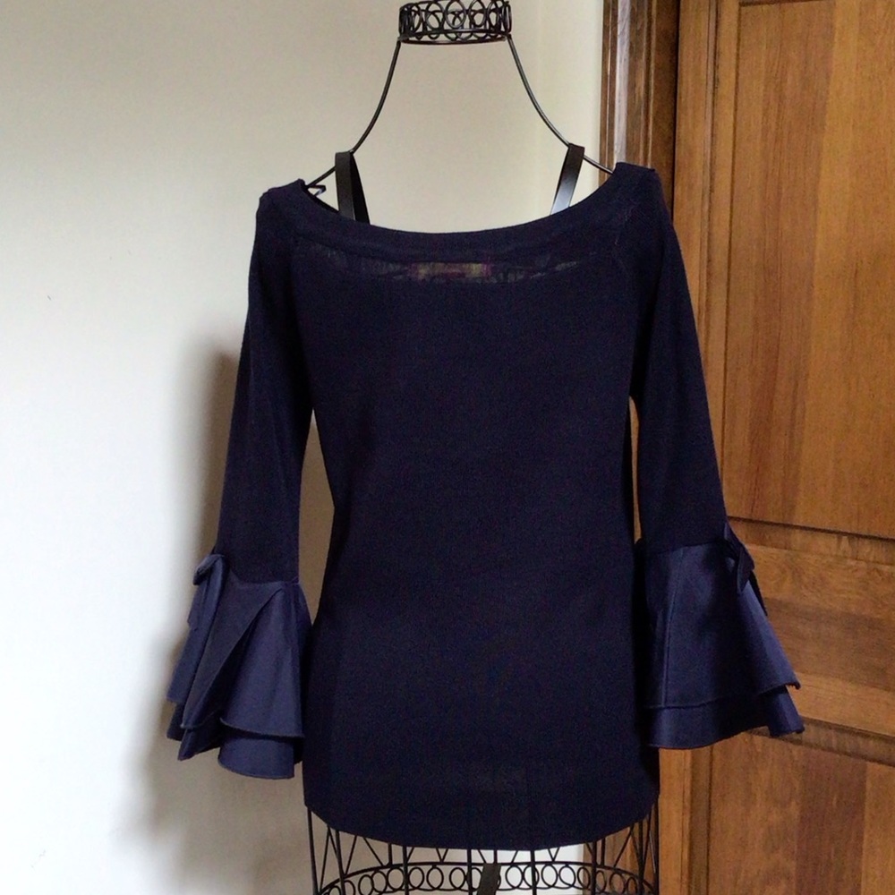 Catherine Malandrian Knit Top Satin Feel Detail Cuffs - Picture 4 of 5